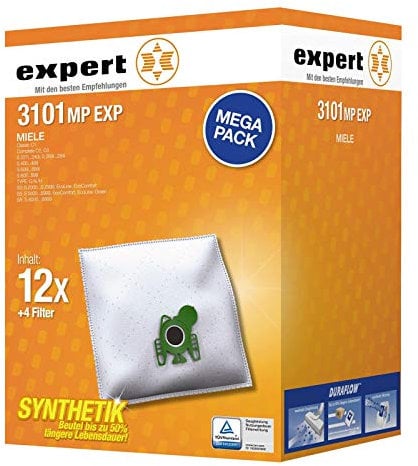 Expert 3101 MP EXP Staubbeutel Megapack 12 Beutel + 4 Filter für u.a. Miele