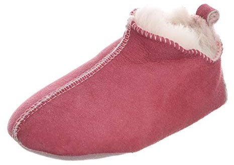 Lammfell Kinder Hausschuhe - Bali Mädchen Fellschuhe mit weicher Sohle Pink Schuhgröße EUR 33/34