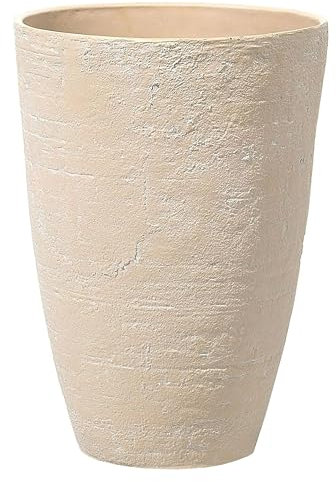 Beliani Haut Cache-Pot Beige en Forme de Vase 43 x 43 x 60 cm Robuste en Pierre et Polyrésine, Pot de Fleurs Idéal pour Extérieur et Intérieur