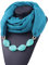 MoreChioce Damen Schlauchschal,Ethno Stil Halskette Anhänger Schal Musselintuch Ring Halsschmuck Loop Schal Set Halstuch Winterschal,Türkisblau