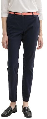 TOM TAILOR Damen 1016542 Slim Chino Mit Gürtel, 10668 - Sky Captain Blue, 46W / 32L EU