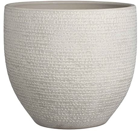 Mica Decorations Carrie Pot de fleurs terre cuit rond gris clair 26 x Ø 29 cm - Pot de plante