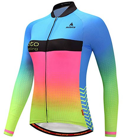 TELEYI Women's Cycling Jersey Long Sleeve Bike Jacket Biking Shirt Quick Dry Breathable Mountain Bicycle Clothing