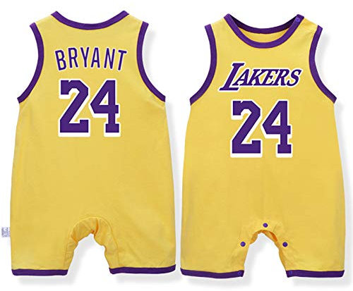 Baby-Basketballuniform, ärmellose Weste, 0-15 Monate Baumwolle James Lakers Overall,Yellow-1,59cm