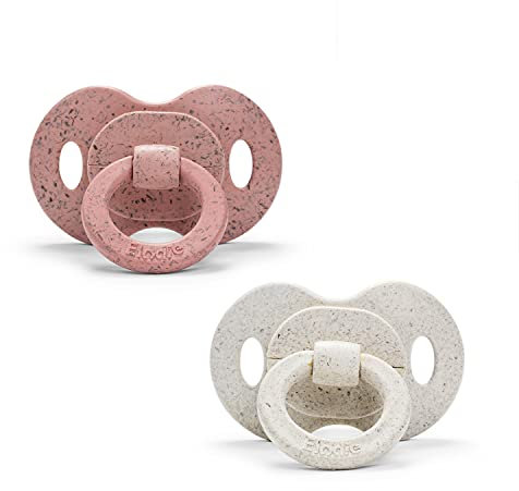 Elodie Details Pack de 2 Tétines en Bambou - Sucette en Silicone pour Bébé à Partir de 3 Mois - Orthodontique - Faded Rose/Lilly White