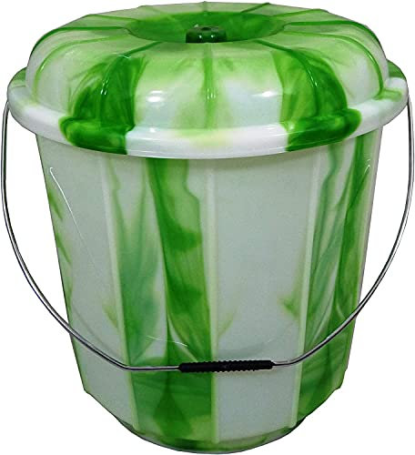 Plastics 3L/5L/13L/25L Litre Tie Dye Design Bucket Bin with Lid Multipurpose Storage Container (Green) (5 Litre)