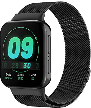 Strap-it Milanese-Kompatibel mit Oppo watch Armband 46mm Ersatzarmband - Gliederarmband - Edelstahl Oppo watch series für Oppo smartwatch Armband Schwarz