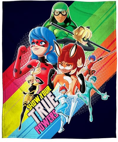 INTIMO Miraculous Ladybug True Power Soft Cuddly Plush Fleece Throw Blanket Wall Scroll