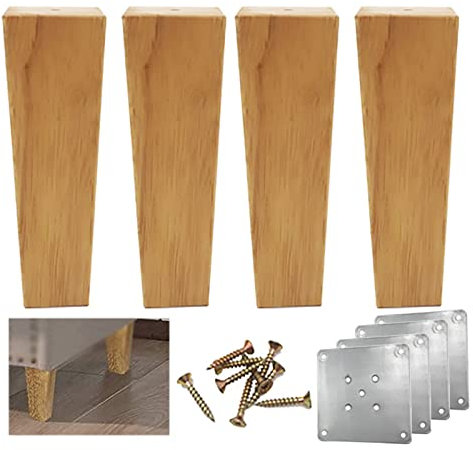 HFDASUENT Lot de 4 Pieds de Meubles en Bois, Pieds de Canapé Coniques Pieds de Meubles de Remplacement Pieds Table Basse Bois pour Canapé Lit Table Fauteuil Table de Nuit Armoire(Size:18cm)