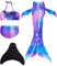 Pyjacos Meerjungfrauenflosse Mädchen Neuer Mermaid Tail, 4 Stück Set,heiDH22-130