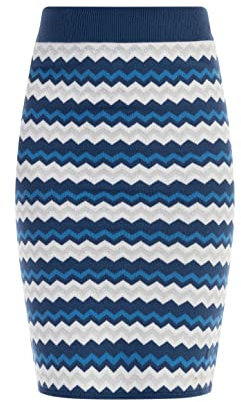 faina Women's Strick Midirock, Blau Mehrfarbig, 44