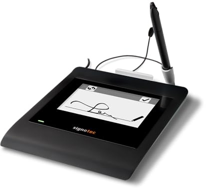 signotec Zeta - Unterschriftenpad mit 5 Monochrome-LCD mit Hintergrundbeleuchtung, Hochauflösender Stiftsensor, 2.048 Druckstufen, 500 Hz Abtastrate, RSA-Verschlüsselung, USB-Anschluss
