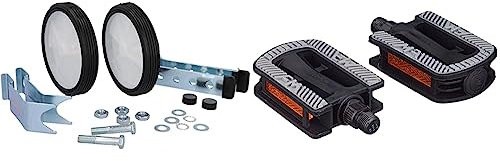 FISCHER Universal Stützräder für Kinder-Fahrräder & Unisex Kids Kunststoff Antirutsch Pedale, schwarz, Einheitsgröße EU