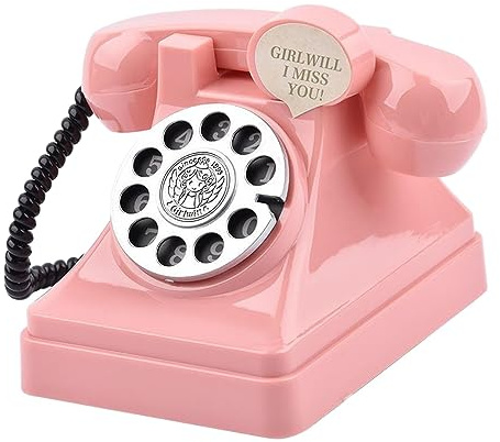 Sharplace Phone Money Saving Box Vintage Telephone Money Saving Pot Decorative Sculpture Retro Telephone Piggy Bank for Cabinet Bedroom Home, Pink