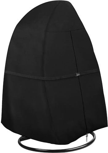 Dokon Funda para Silla Colgante de Jardín Impermeable, Tela Oxford 420D, Anti Viento, Anti UV Funda Sillón Colgante, Funda Silla Huevo, Funda Columpio Exterior con Cremallera (190 x 115cm) - Negro