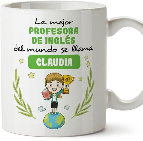 MUGFFINS Tazas Personalizadas para PROFESORA DE INGLÉS mujer - En Español - Eres Mejor del Mundo - 11 oz / 330 ml - Regalo Personalizable original y divertido
