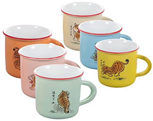 Ciieeo 6pcs Children's Ceramic Water Cup Mugs for Coffee Kids Drinking Cups Ceramic Tea Cups Espresso Cups Ceramic Cups with Handles Kids Water Cups Vintage Ceramics Latte Cup Toddler