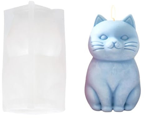 Junhui Molde de Silicona de Gato, 3D Molde Silicona Velas Gato, Moldes de Fundición de Velas Forma de Animales para Manualidades, Velas Perfumadas, Jabones, Aromaterapia