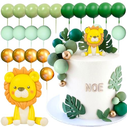 JeVenis Safari Tortendeko Wild One Tortendeko Löwe Geburtstags Dekorationen Waldtiere Kuchen Dekoration Dschungel Tortendekorationen Kinder 1. Geburtstag Junge