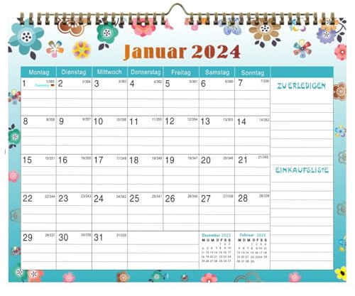 Kalender 2024 Wandkalender, 2025 Kalender Januar bis Juni mit Ferienübersicht Ideal als Paarkalender oder Familienplaner