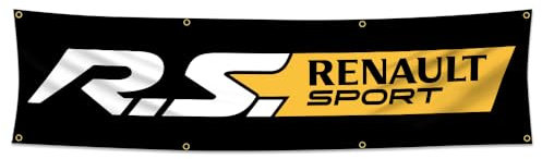 ENMOON Renaults Sport-Rennwagen-Flagge, Banner 0,6 x 2,4 m, Vibrat-Farbe, HD-Druck, 150D-Polyester, Banner für Garage, Rennwagen, Männerhöhle, Dekoration