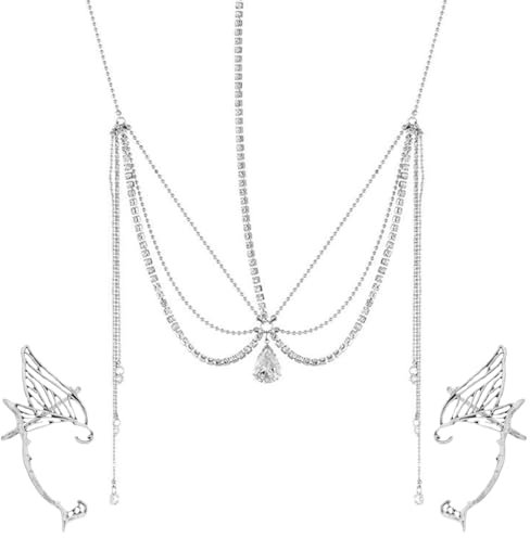 OPVYAEU 3 Stück Elfen Ohrringe für Damen Elfen Krone Ohren Elfen Ohrclips Damen Fee Kostüm Party Cosplay Kostüm