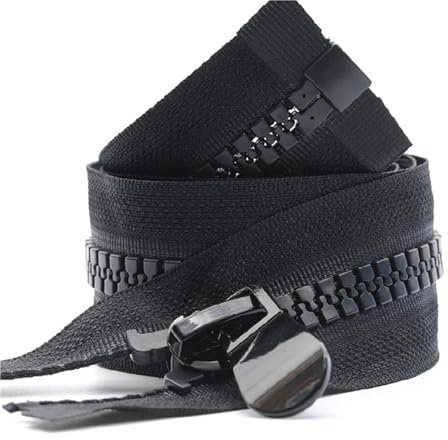 JTKSSCS Cerniere Lampo Cerniera Piumino con Doppio cursore con Cerniera Nera e Bianca for Abbigliamento da Cucito Fai-da-Te Cerniere for Tende da Sole(Black Single Slider,120cm)