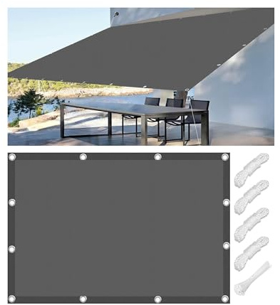 Toldo Vela Cuadrado 5x5M Toldos Exterior Terraza Impermeable Toldo Vela de Sombra con Ojales y Cuerdas de Sujeción 98% protección UV para Exterior Patio jardín Gris Oscuro