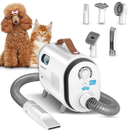MPM Hundestaubsauger mit Bürste 6-in-1 MOD-1000 - Multifunktionaler Hundestaubsauger mit Trimm- und Trocknungsfunktion - Hundeschermaschine mit Staubsauger, auch für Katzen geeignet - Leiser Betrieb