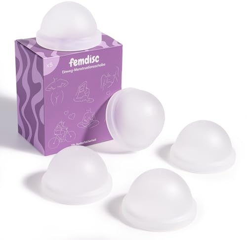 femdisc Einweg-Periodenscheiben 5er-Pack | sterilisiert | direkt einsatzbereit | aus medizinischem Silikon | Alternative zu Tampon | für leichte oder starke Periode