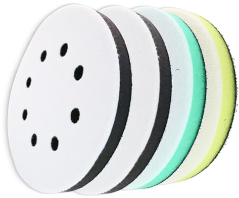 Lot de 4 Pads Interface 125 mm pour Ponceuse Excentrique à Fixation Auto-Agrippante – Tampons Mousse de Ponçage Souple, Moyen et Dur, Support Amortisseur pour Disques Abrasifs et Finition