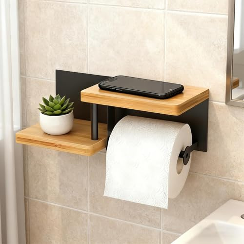 HECHKJ Dérouleur Papier Toilette, Porte Papier Toilette sans Percage, Support Papier Toilette Mural, Convient aux Rouleaux de Papier et aux Petits Objets