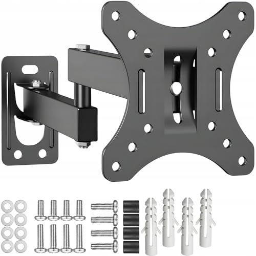Universal TV Wandhalterung Schwenkbar Neigbar für 10-32 Zoll Fernseher & Monitore - Belastbarkeit bis 10kg - Max. VESA 100x100mm - Wandabstand 50-290mm - Inkl. Wasserwaage - Schwarz