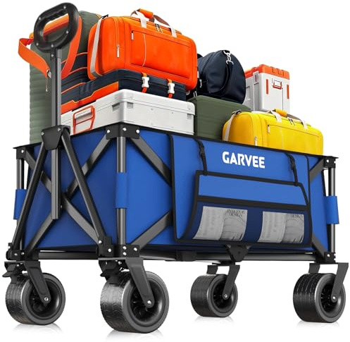 GarveeLife XXL Bollerwagen Faltbar mit Bremsen 200L 200KG Belastbar,Blau