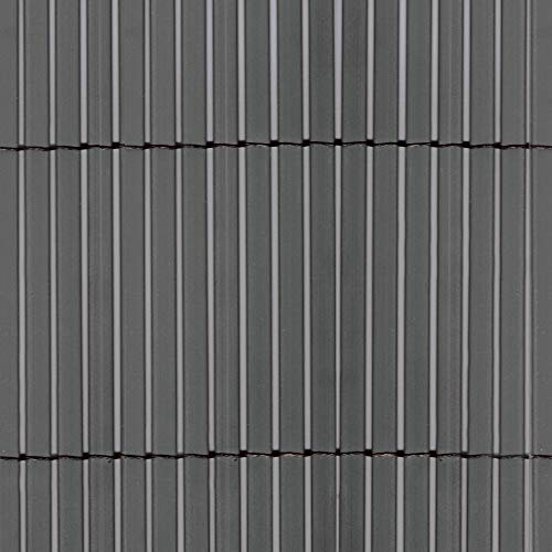 TENAX Colorado 1,50 x 5 m Gris, Canisse Synthétique en PVC avec Cannes Entières de 7 mm, Brise-Vue pour Jardins, Balcons et Clôtures