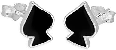 Sterlingsilber & Black Emaille Pik Ohrstecker