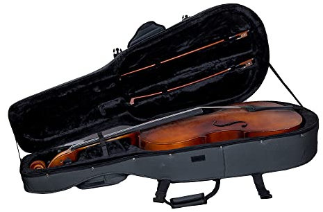 Crossrock Custodia Leggera in Schiuma per Violoncello 4/4 | Finitura Grigio Acciaio, Imbottitura ad Alta Densità, Tracolle Zaino – Protezione Morbida per Uso Quotidiano