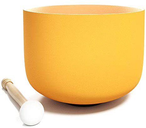440 Hz 20 CM 3er ojo cristal de cuarzo cuencos Chakra esmerilado cristal vidrio juego de anillo tórico y mazo curación de sonido y meditación de yoga Naranja
