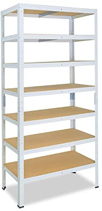 shelfplaza® 230x70x40cm HOME Schwerlastregal weiß/Metallregal mit 7 Böden/Kellerregal Metall, Garagenregal, Werkstattregal oder Regal Lagerregal/Steckregal Metall mit 125kg Tragkraft