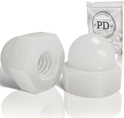 PD® Ecrou Borgne M3 (DIN 1587) | Ecrou Hexagonal en PA Nylon | Pour Vis, Boulons et Tiges Filetés | Plastique Blanc | Capuchons de Protection | 5 Pièces