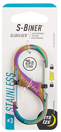 Nite Ize LSB3-07-R3 S-Biner SlideLock Edelstahl Doppelkarabiner, Spektrum, Größe #3
