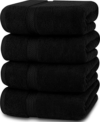 Utopia Towels - Conjunto de Toallas de baño (Paquete de 4, 69 x 137 cm) Toallas de algodón 100% Ring-Spun (Negro)