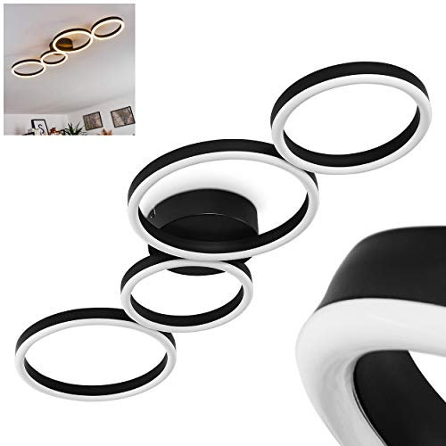 HOFSTEIN LED Deckenleuchte Grasse, runde moderne Deckenlampe aus Metall/Kunststoff in Schwarz/Weiß, 1-flammig, 1500 Lumen, 3000 Kelvin, stromsparend, 1 x LED 35 Watt