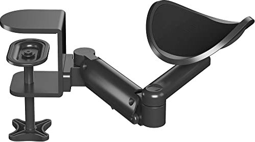 BONTEC Ergonomische Armlehnenstütze Handgelenkauflage für Schreibtisch Armlehnen Pad Drehbare Handgelenkstütze (Schwarz), Extender & Einstellbare, Aluminum