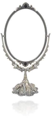 KUIDAMOS Vintage Kleiner Tischspiegel, Nicht leicht zu kratzen Doppelseitiger drehbarer ovaler Spiegel für Lady Woman Make-up für die Reise zu Hause(Bronzetrompete)