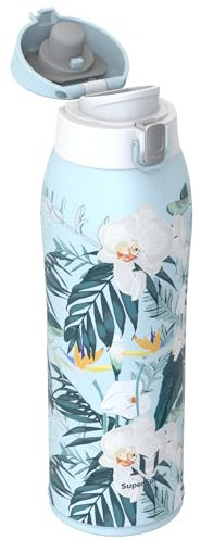 Super Sparrow Gourde Isotherme - INOX Bouteille Isotherme - 750ml - Mug Isotherme Étanche - Gourde Enfant sans BPA - Comprend 2 Couvercles avec Paille et Couvercle Sport