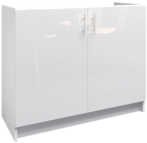 JD Greta Fixed Height 1000mm Kitchen Sink Base Cabinet Floor Unit (Without Worktop) – White Gloss