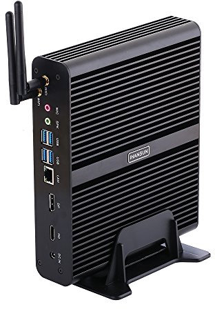 HUNSN 4K Fanless Mini PC, Desktop Computer, Server, Intel Comet Lake Quad Core I7 10510U 10610U, Windows 11 pro or Linux Ubuntu, BM14, WiFi, BT, DP, HDMI, LAN, 64G RAM DDR4, 512G NVME SSD, 5TB HDD