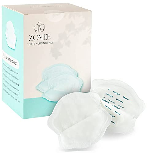 Zomee Disposable Breast Pads for Breastfeeding – Ultra-Absorbent/Leak-Proof/Discreet/Secure – Highly Portable: Individually Wrapped – Soft & BPA-Free (Pack of 100)