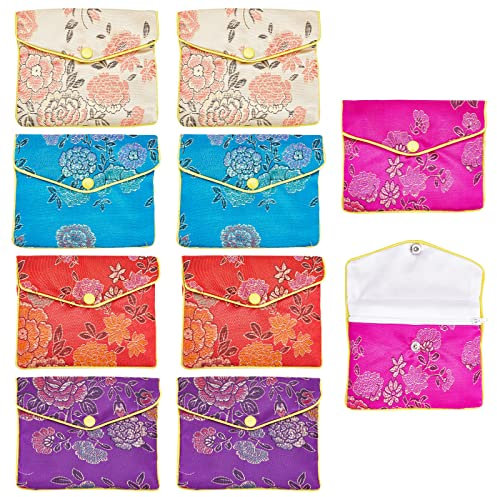 NBEADS 15 bolsa de Bordado de Seda, 5 colores Bolsa de Brocado Tradicional China, Bolsas de Regalo Pequeñas para Joyería Paquete de Dulces de Boda, 6.45x8cm